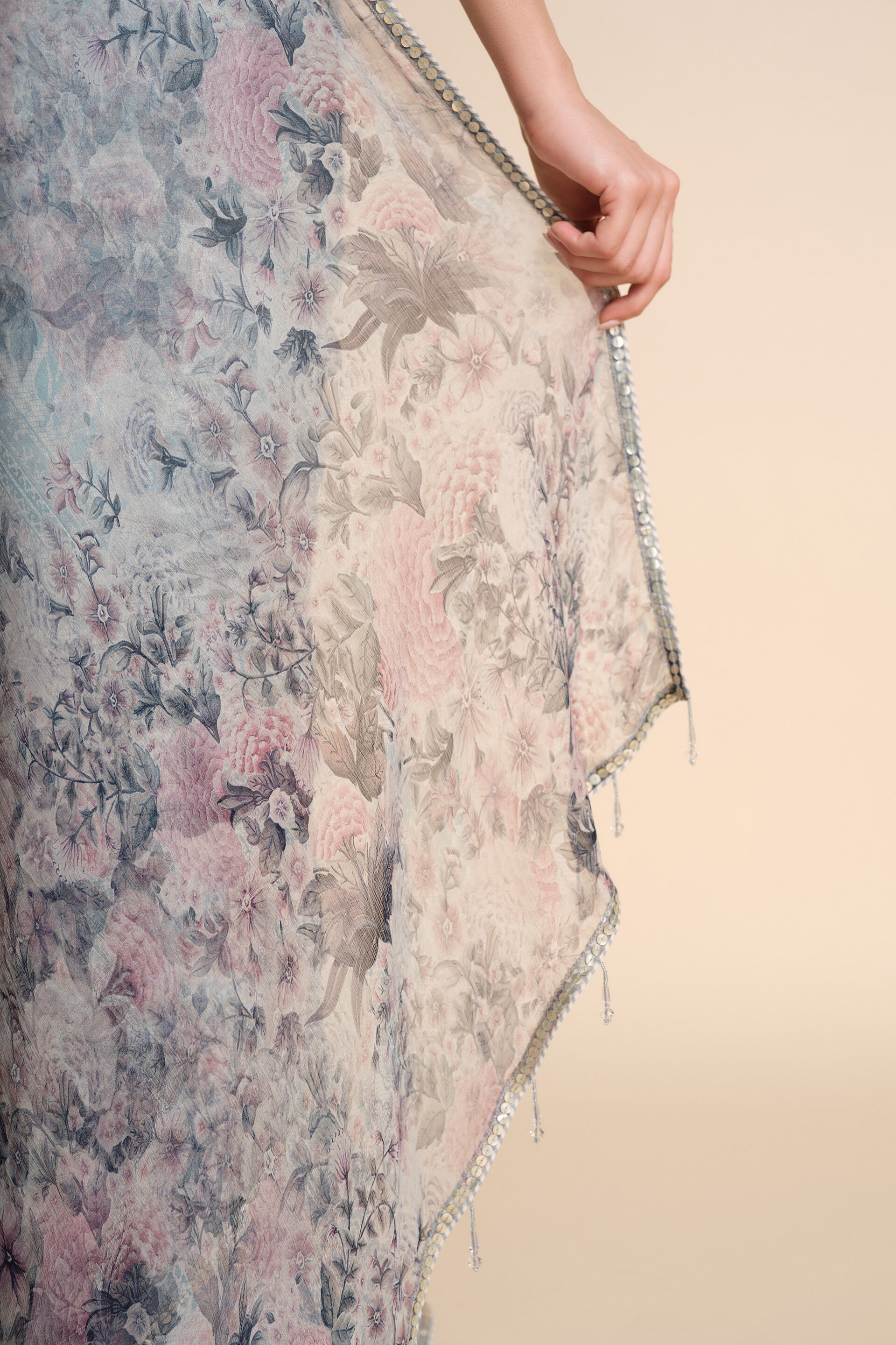 Flores Chiffon Saree - Powder Blue, Powder Blue, image 10